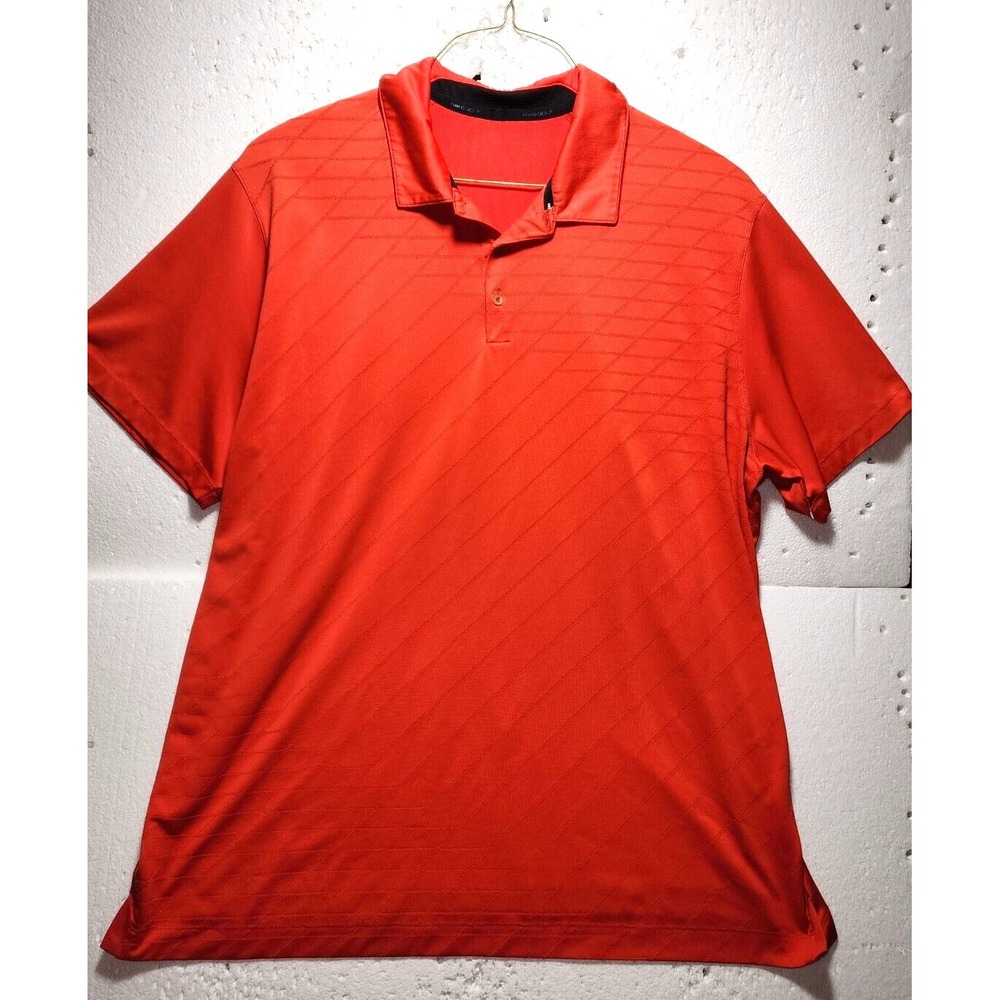 Nike Golf Shirt Mens 2XL Red Collared Short Sleeve Logo Quarter Buttons Polo